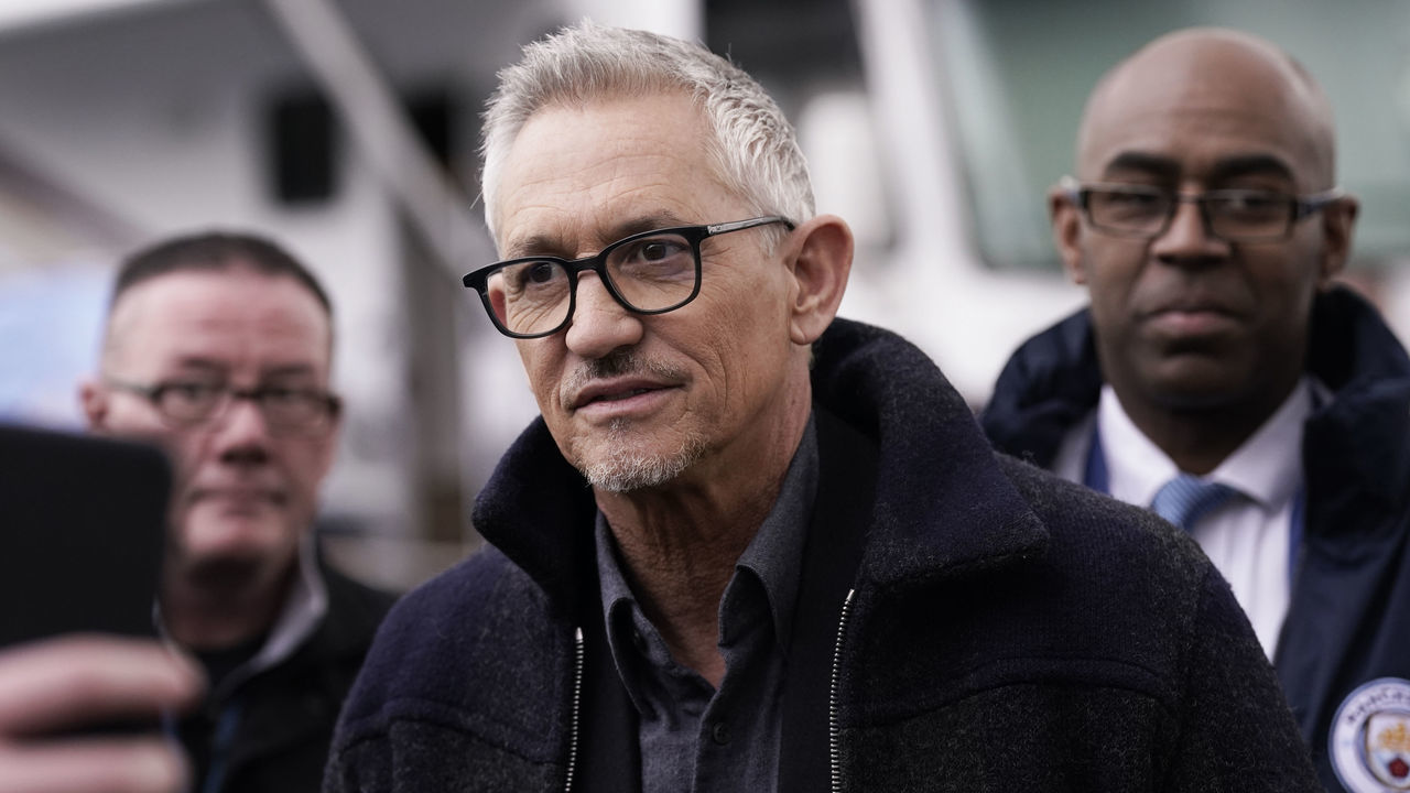 Gary Lineker arrives at the Etihad Stadium in Manchester to present live coverage of the FA Cup quarter-final between Manchester City and Burnley on the BBC, following a row which was sparked after he was taken off air for a tweet comparing the language used to launch a new Government asylum seeker policy to that of 1930s Germany. Picture date: Saturday March 18, 2023.