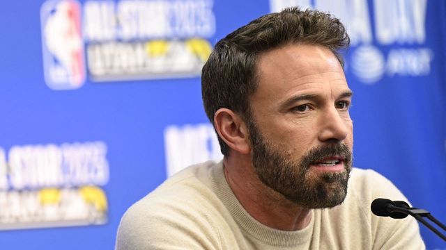 US actor Ben Affleck speaks during a press conference about their upcoming film Air ahead of the NBA All-Star Celebrity Game in Salt Lake City, Utah, on February 17, 2023.
