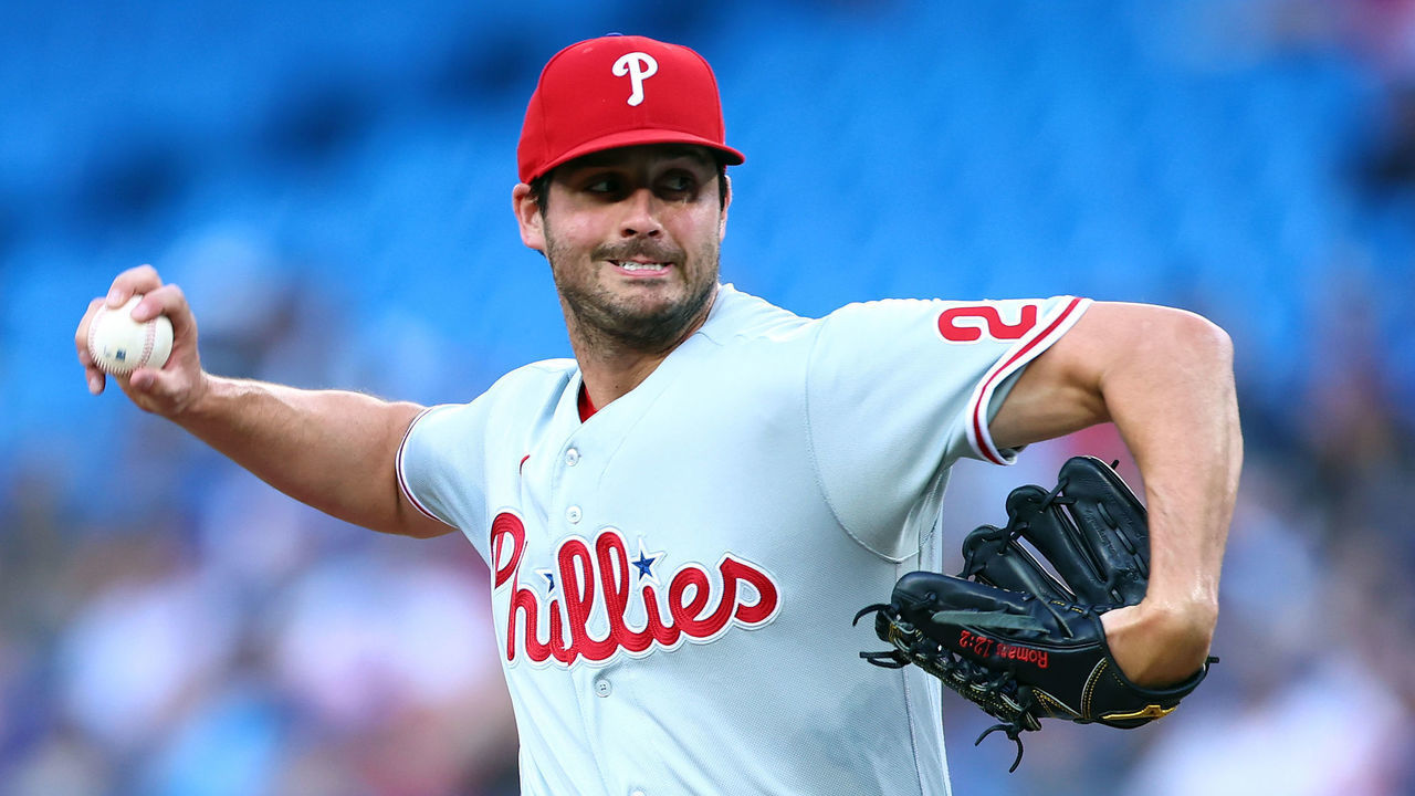 TORONTO, ON - JULY 12: Mark Appel #22 of the Philadelphia Phillies delivers a pitch in the second inning against the Toronto Blue Jays at Rogers Centre on July 12, 2022 in Toronto, Ontario, Canada.