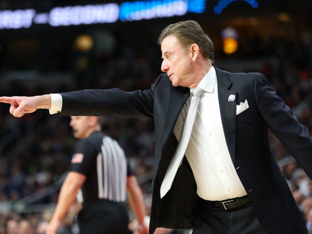 ALBANY, NY - MARCH 17: Head coach Rick Pitino of the Iona Gaels reacts against the Connecticut Huskies during the first round of the 2023 NCAA Men's Basketball Tournament held at MVP Arena on March 17, 2023 in Albany, New York.