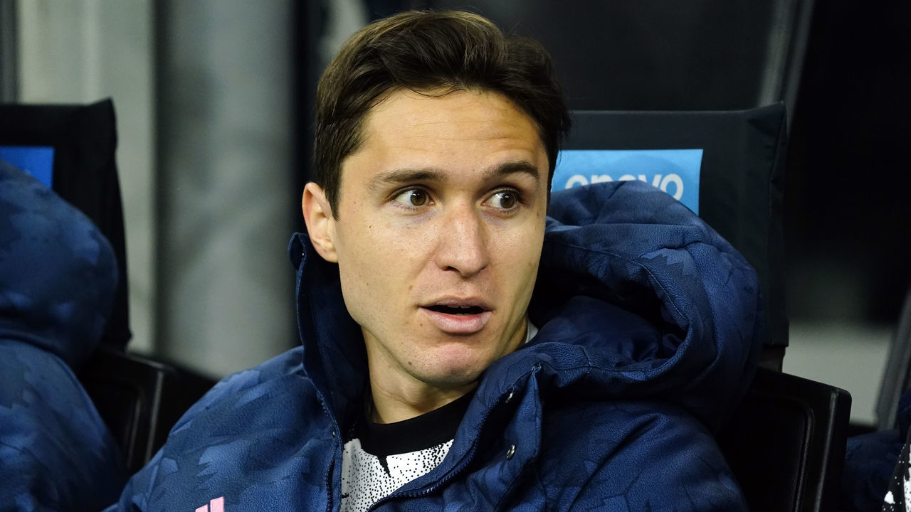 MILAN, ITALY - MARCH 19: Federico Chiesa looks during the Serie A match between FC Internazionale and Juventus at Stadio Giuseppe Meazza on March 19, 2023 in Milan, Italy.