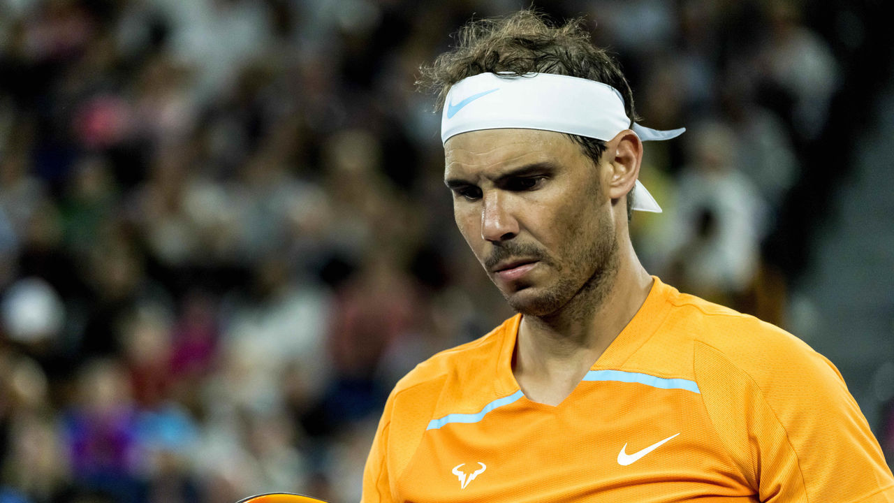 MELBOURNE, VIC - JANUARY 18: Rafael Nadal of Spain in action during Round 2 of the 2023 Australian Open on January 18 2023, at Melbourne Park in Melbourne, Australia.