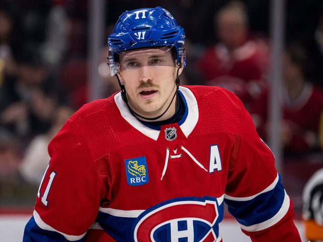 MONTREAL, QC - NOVEMBER 29:Brendan Gallagher (11) of the Montreal Canadiens looks on during the second period of the NHL game between the San Jose Sharks and the Montreal Canadiens on November 29, 2022, at the Bell Centre in Montreal, QC