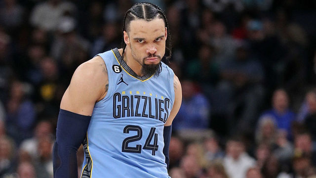 MEMPHIS, TENNESSEE - MARCH 18: Dillon Brooks #24 of the Memphis Grizzlies reacts during the game against the Golden State Warriors at FedExForum on March 18, 2023 in Memphis, Tennessee.