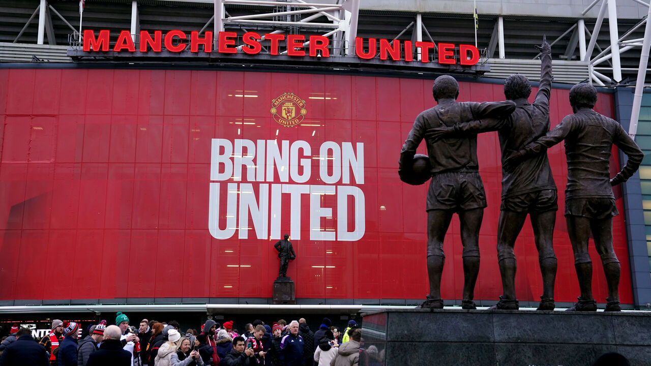 A general view outside the stadium ahead of the Manchester Derby at Old Trafford, Manchester. Picture date: Saturday January 14, 2023.