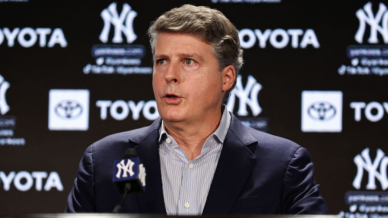 BRONX, NEW YORK - DECEMBER 21: Yankees principal owner Hal Steinbrenner speaks during a press conference at Yankee Stadium on December 21, 2022 in Bronx, New York.