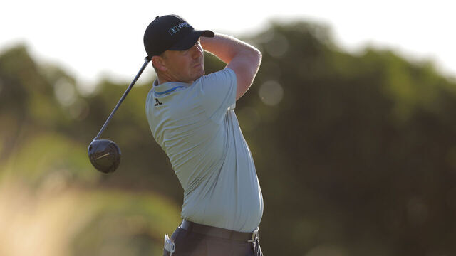 PUNTA CANA, DOMINICAN REPUBLIC - MARCH 24: Matt Wallace of England plays his shot from the 12th tee during the second round of the Corales Puntacana Championship at Puntacana Resort & Club, Corales Golf Course on March 24, 2023 in Punta Cana.