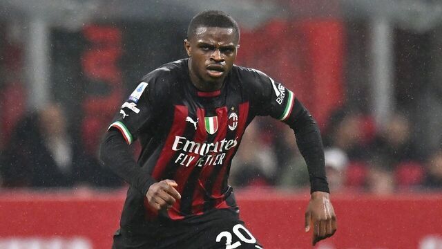 MILAN, ITALY - MARCH 13: Pierre Kalulu of AC Milan in action during the Serie A match between AC MIlan and Salernitana at Stadio Giuseppe Meazza on March 13, 2023 in Milan, Italy.