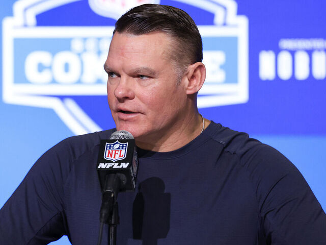 INDIANAPOLIS, INDIANA - MARCH 01: General manager Chris Ballard of the Indianapolis Colts speaks to the media during the NFL Combine at Lucas Oil Stadium on March 01, 2023 in Indianapolis, Indiana.