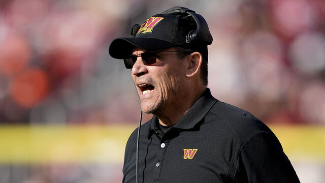 SANTA CLARA, CALIFORNIA - DECEMBER 24: Head coach Ron Rivera of the Washington Commanders looks on against the San Francisco 49ers during the first half of the game at Levi's Stadium on December 24, 2022 in Santa Clara, California.