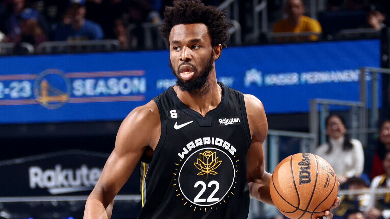 SAN FRANCISCO, CA - FEBRUARY 11: Andrew Wiggins #22 of the Golden State Warriors handles the ball during the game against the Los Angeles Lakers on February 11, 2023 at Chase Center in San Francisco, California. NOTE TO USER: User expressly acknowledges and agrees that, by downloading and or using this photograph, user is consenting to the terms and conditions of Getty Images License Agreement. Mandatory Copyright Notice: Copyright 2023 NBAE