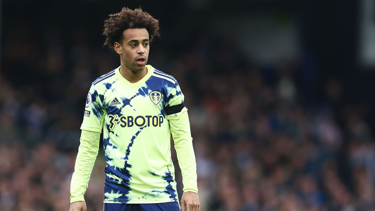 LIVERPOOL, ENGLAND - FEBRUARY 18: Tyler Adams of Leeds United looks on during the Premier League match between Everton FC and Leeds United at Goodison Park on February 18, 2023 in Liverpool, England.