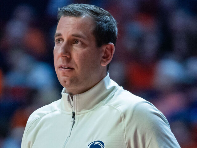 CHAMPAIGN, IL - DECEMBER 10: Assistant coach Adam Fisher of the Penn State Nittany Lions is seen during the game against the Illinois Fighting Illini at State Farm Center on December 10, 2022 in Champaign, Illinois.