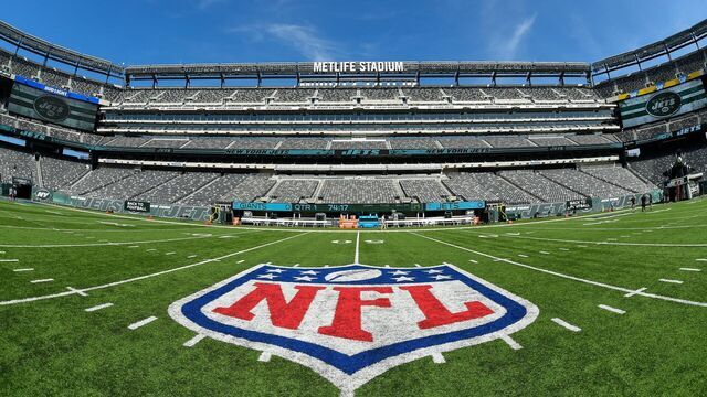 EAST RUTHERFORD, NJ - AUGUST 27: General view of the National Football League logo inside of MetLife Stadium prior to a preseason game between the New York Giants and the New York Jets on August 27, 2016 in East Rutherford, New Jersey. The Giants defeated the Jets 21-20. *** Local Caption ***