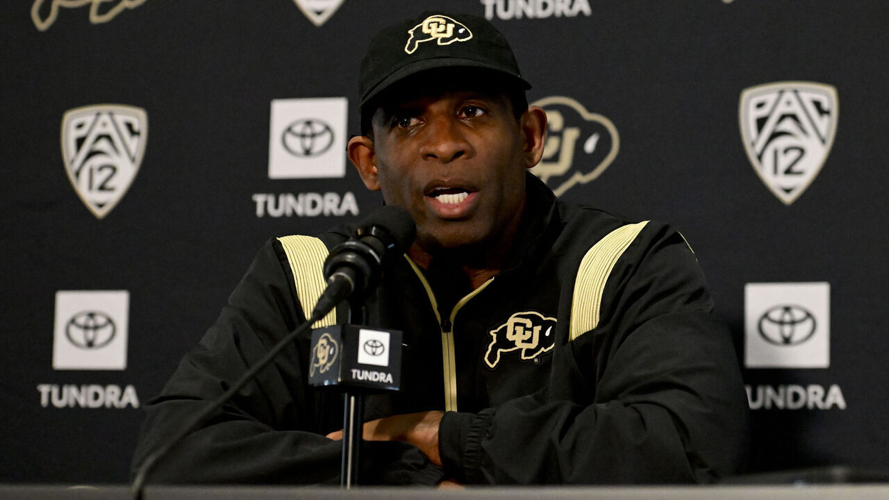 BOULDER, CO - FEBRUARY 1:Colorado Buffaloes head football coach Deion Sanders speaks to members of the media about National Signing Day during a press conference at the Dal Ward Athletic Center in Boulder on Wednesday, Feb. 1, 2023. Sanders spoke about signing new players to the football team for the upcoming season.