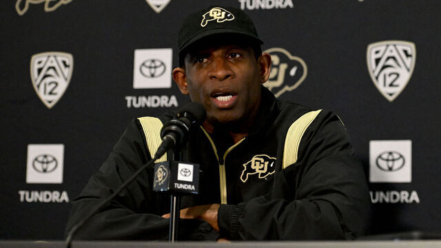 BOULDER, CO - FEBRUARY 1:Colorado Buffaloes head football coach Deion Sanders speaks to members of the media about National Signing Day during a press conference at the Dal Ward Athletic Center in Boulder on Wednesday, Feb. 1, 2023. Sanders spoke about signing new players to the football team for the upcoming season.