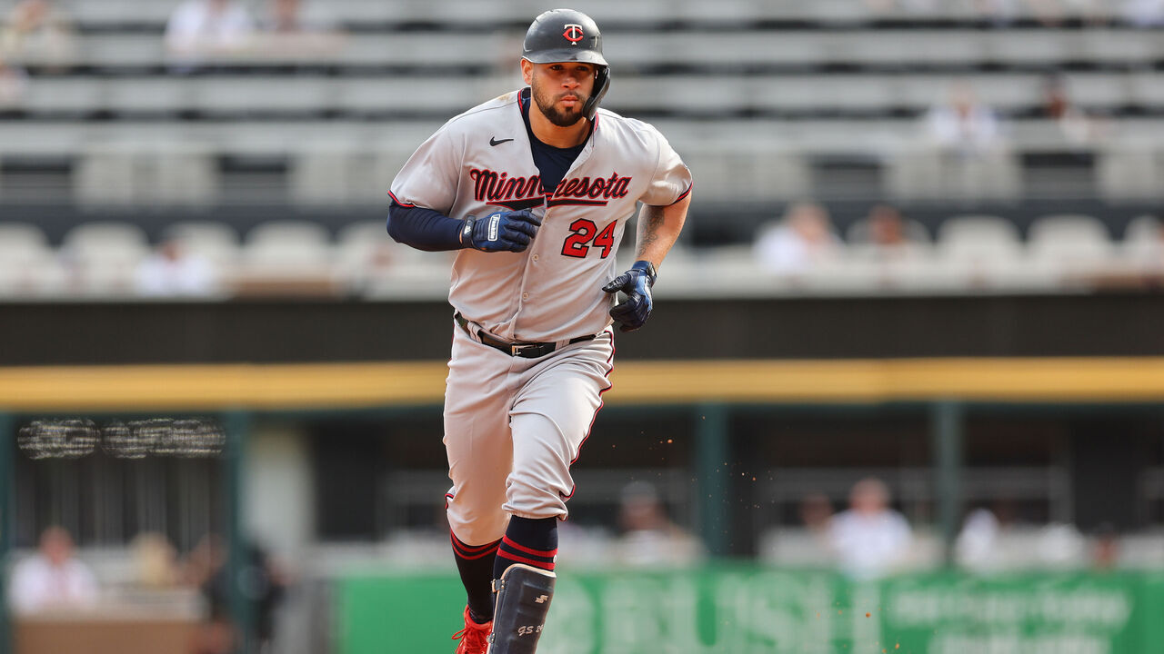 CHICAGO, ILLINOIS - OCTOBER 05: Gary Sanchez #24 of the Minnesota Twins rounds the bases after hitting a three-run home run against the Chicago White Sox during the first inning at Guaranteed Rate Field on October 05, 2022 in Chicago, Illinois.