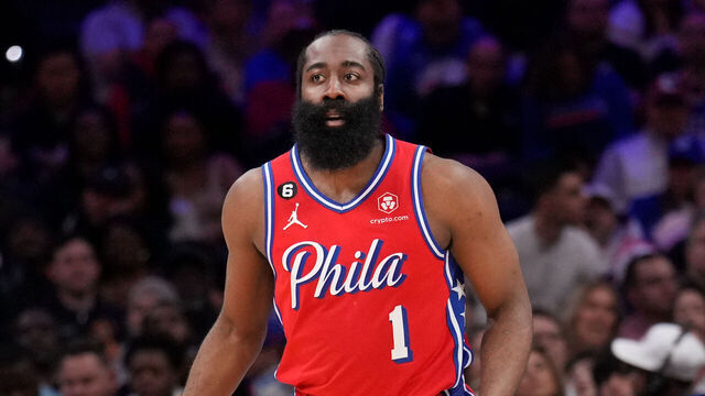 PHILADELPHIA, PA - MARCH 31: James Harden #1 of the Philadelphia 76ers dribbles the ball during the game against the Toronto Raptors on March 31, 2023 at the Wells Fargo Center in Philadelphia, Pennsylvania NOTE TO USER: User expressly acknowledges and agrees that, by downloading and/or using this Photograph, user is consenting to the terms and conditions of the Getty Images License Agreement. Mandatory Copyright Notice: Copyright 2023 NBAE