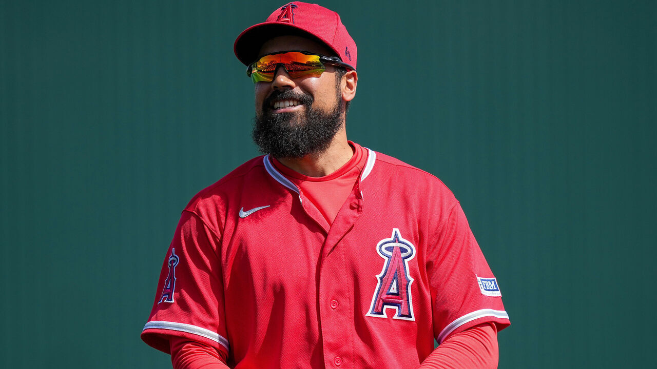TEMPE, ARIZONA - MARCH 08: Anthony Rendon #6 of the Los Angeles Angels looks on in the first inning against the Colorado Rockies during a Spring Training game at Tempe Diablo Stadium on March 08, 2023 in Tempe, Arizona.