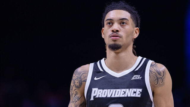 CINCINNATI, OH - FEBRUARY 01: Alyn Breed #0 of the Providence Friars is seen during the game against the Xavier Musketeers at Cintas Center on February 1, 2023 in Cincinnati, Ohio.