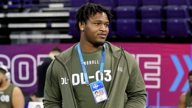 INDIANAPOLIS, INDIANA - MARCH 02: Jalen Carter of Georgia looks on during the NFL Combine at Lucas Oil Stadium on March 02, 2023 in Indianapolis, Indiana.