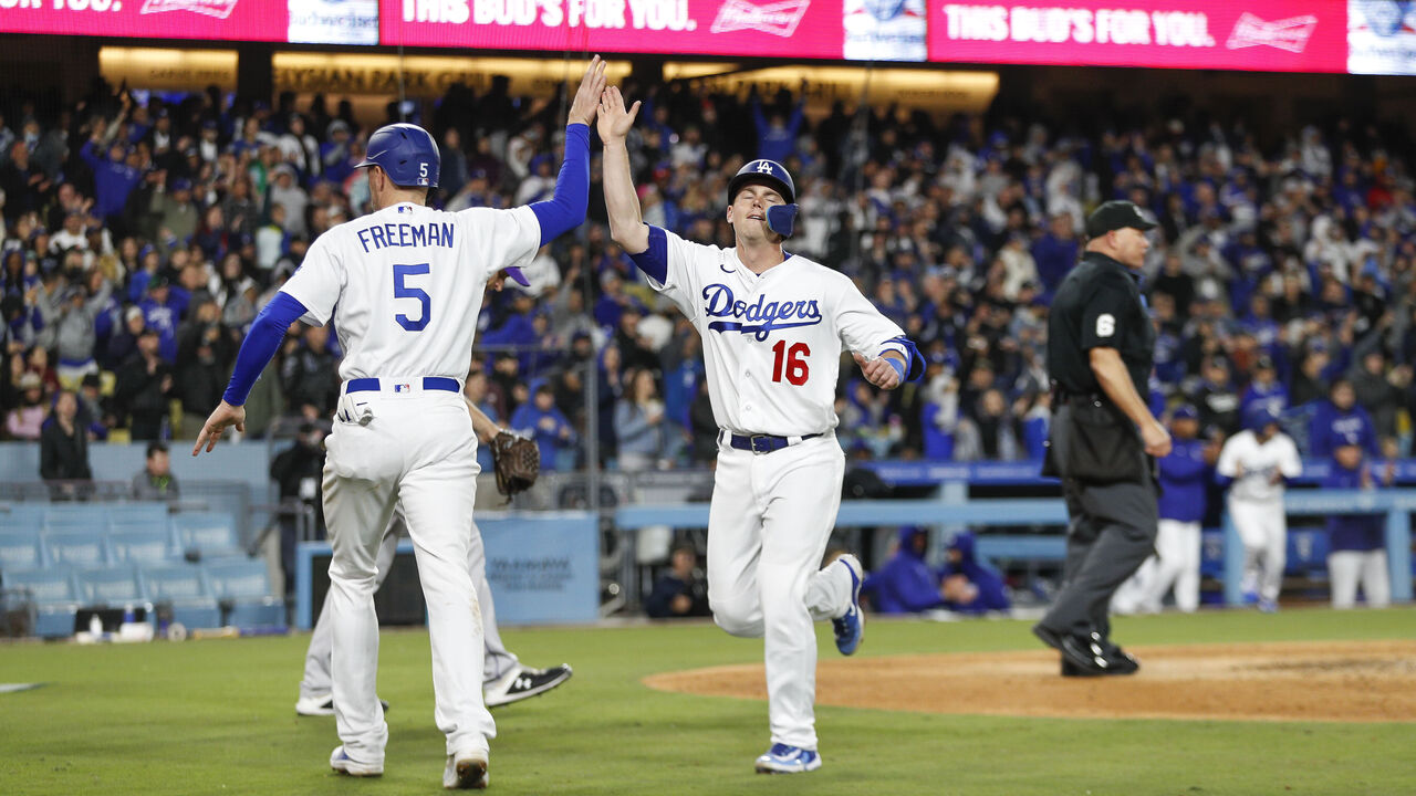 Los Angeles Dodgers' Will Smith plays during the seventh inning of