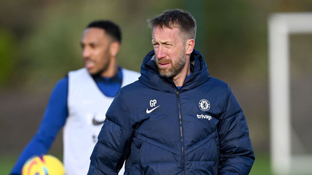COBHAM, ENGLAND - DECEMBER 02: Head Coach Graham Potter of Chelsea during a training session at Chelsea Training Ground on December 2, 2022 in Cobham, England.