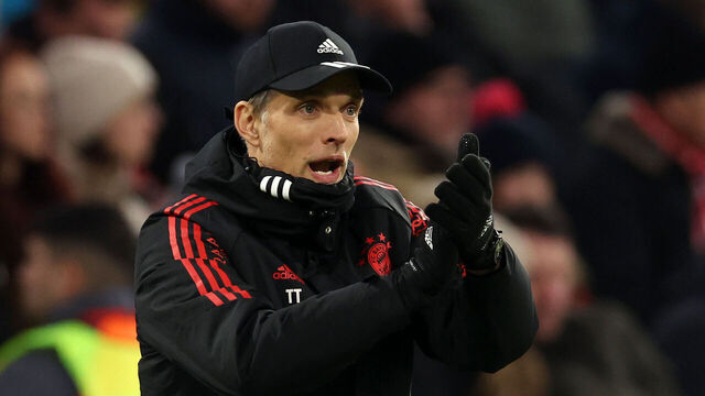 MUNICH, GERMANY - APRIL 04: Thomas Tuchel, Head Coach of FC Bayern Munich, reacts during the DFB Cup quarterfinal match between FC Bayern München and SC Freiburg at Allianz Arena on April 04, 2023 in Munich, Germany.