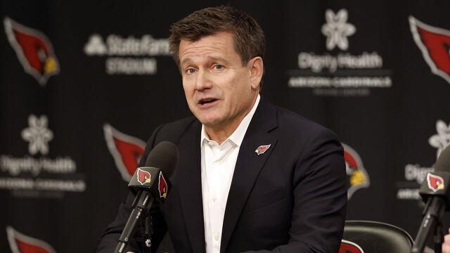 TEMPE, ARIZONA - FEBRUARY 16: Owner Michael Bidwill of the Arizona Cardinals talks during a press conference introducing new head coach Jonathan Gannon at Dignity Health Arizona Cardinals Training Center on February 16, 2023 in Tempe, Arizona.