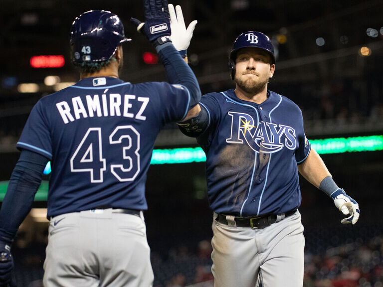 Rays hit 3 late HRs to rally past Nationals for 5-0 start | theScore.com