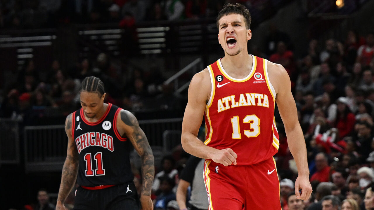 Atlanta Hawks guard Bogdan Bogdanovic (13) shoots the ball against