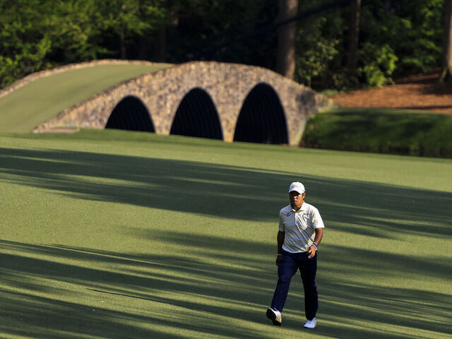 Hideki Matsuyama of Japan on the No. 13 hole during the final round of the Masters at Augusta National Golf Club, Sunday, April 11, 2021.