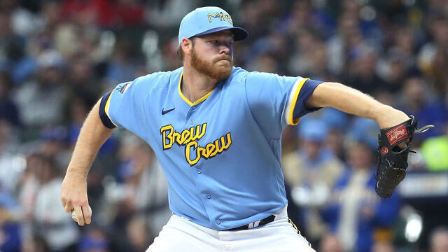 MILWAUKEE, WI - APRIL 07: Milwaukee Brewers starting pitcher Brandon Woodruff (53) pitches during a game between the Milwaukee Brewers and the St. Louis Cardinals at American Family Field on April 7, 2023 in Milwaukee, WI.