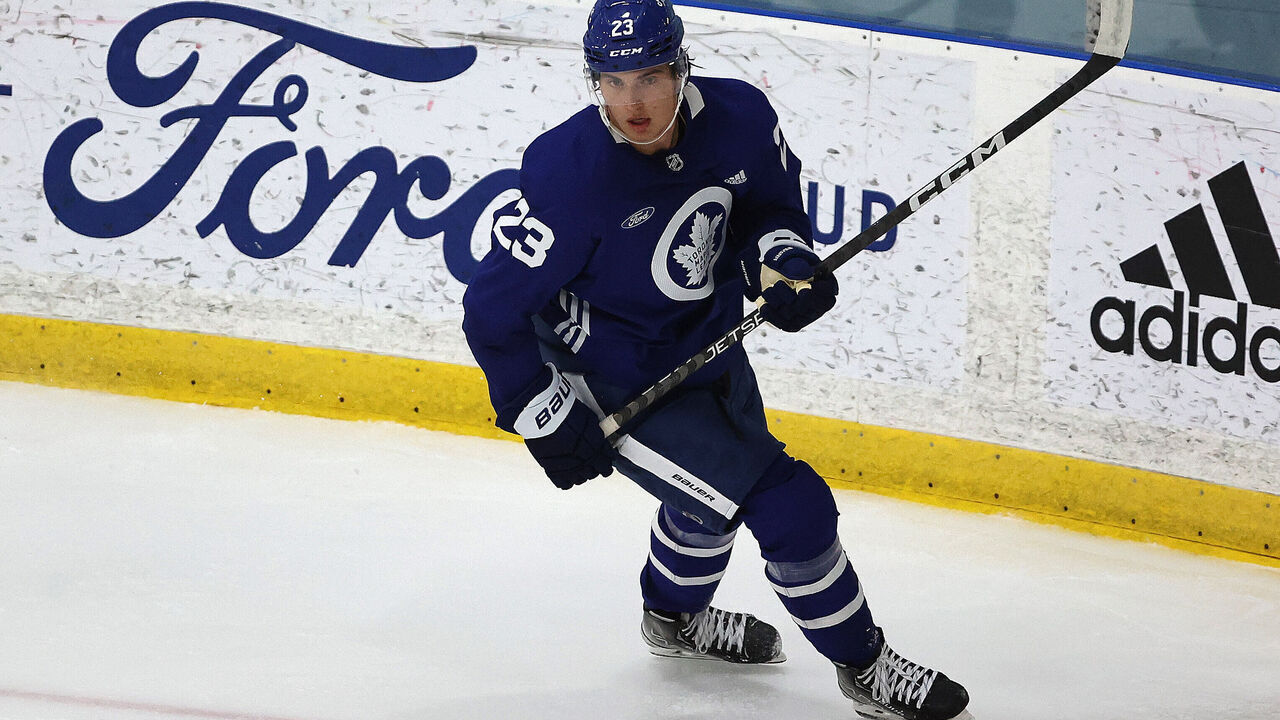 TORONTO, ON - JULY 17 - Matthew Knies as the Toronto Maple Leafs host 44 prospects at their rookie development camp at Ford Performance Centre in Toronto. July 17, 2022. (Steve Russell/Toronto Star via Getty Images)