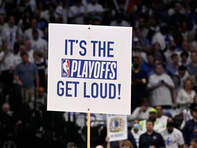 Basketball: NBA Playoffs: Fans hold a sign during the Dallas Mavericks vs Golden State Warriors game at American Airlines Center. Game 4. Dallas, TX 5/24/2022 CREDIT: Greg Nelson (Set Number: X164066 TK1)