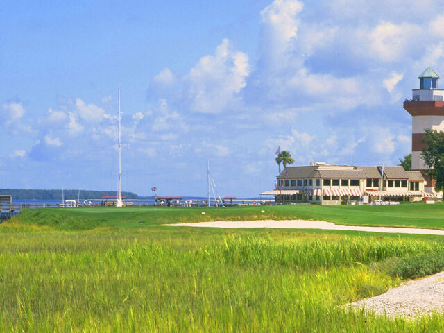 View from 18th tee, Harbour Town, Hilton Head, USA The home of the RBC Heritage Tournament Shot by Peter Dazeley USA, April 2018