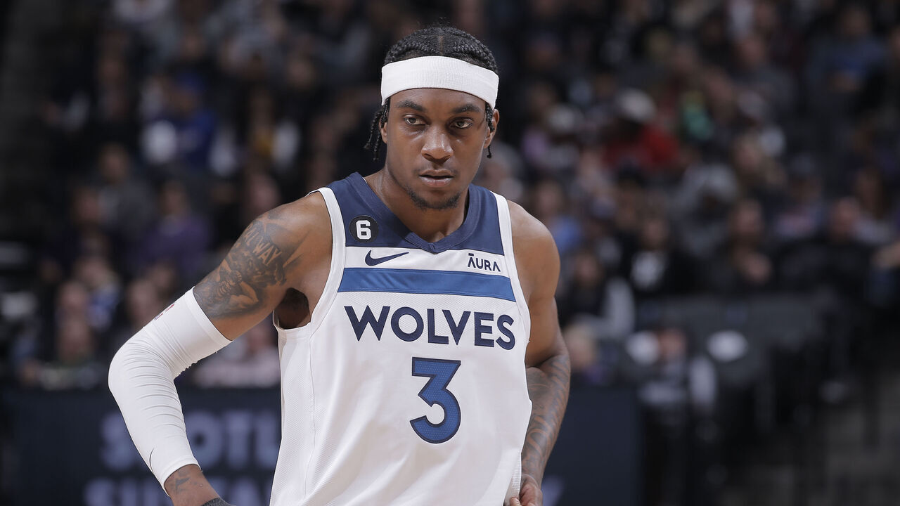 SACRAMENTO, CA - MARCH 4: Jaden McDaniels #3 of the Minnesota Timberwolves looks on during the game against the Sacramento Kings on March 4, 2023 at Golden 1 Center in Sacramento, California. NOTE TO USER: User expressly acknowledges and agrees that, by downloading and or using this photograph, User is consenting to the terms and conditions of the Getty Images Agreement. Mandatory Copyright Notice: Copyright 2023 NBAE