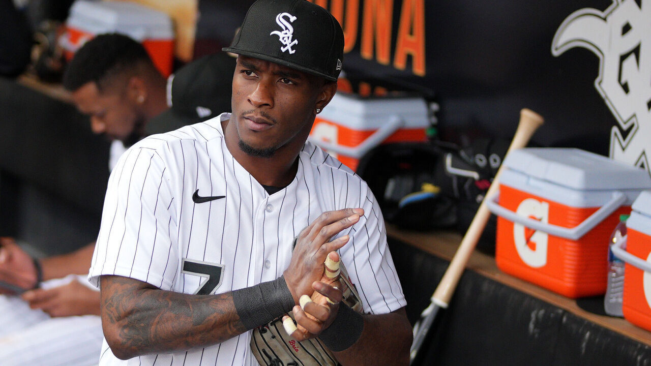 CHICAGO, IL - APRIL 03: Tim Anderson #7 of the Chicago White Sox looks on from the dugout during the game between the San Francisco Giants and the Chicago White Sox at Guaranteed Rate Field on Monday, April 3, 2023 in Chicago, Illinois.