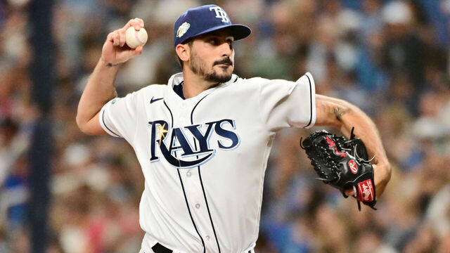 ST PETERSBURG, FLORIDA - APRIL 01: Zach Eflin #24 of the Tampa Bay Rays delivers a pitch to the Detroit Tigers in the second inning at Tropicana Field on April 01, 2023 in St Petersburg, Florida.