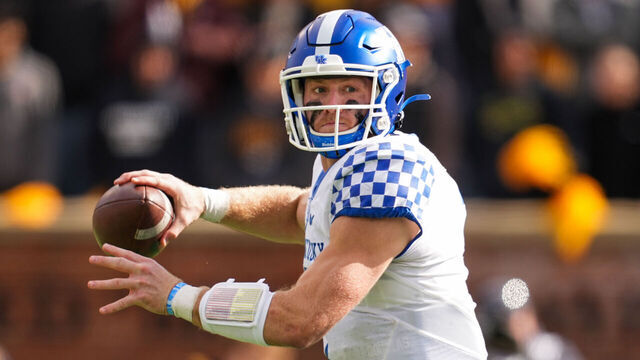COLUMBIA, MO - NOVEMBER 05: Will Levis #7 of the Kentucky Wildcats throws a pass during the second half against the Missouri Tigers at Faurot Field/Memorial Stadium on November 5, 2022 in Columbia, Missouri.