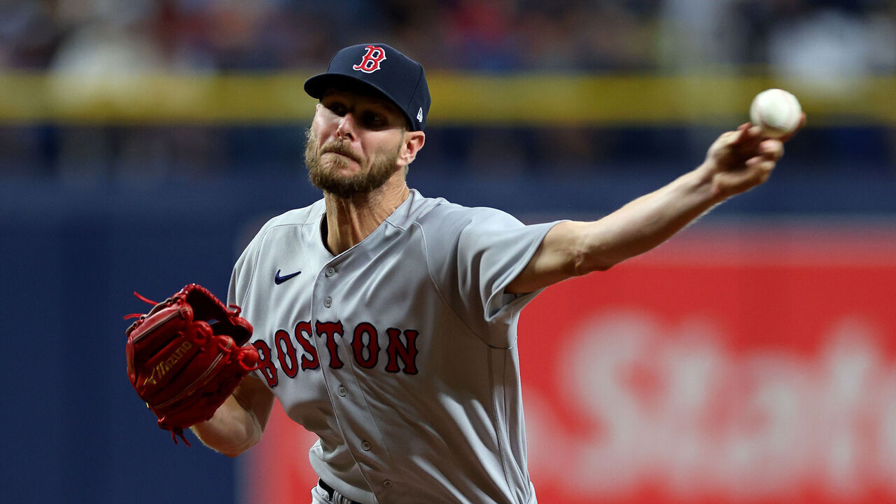 ST PETERSBURG, FLORIDA - APRIL 12: Chris Sale #41 of the Boston Red Sox pitches during a game against the Tampa Bay Rays at Tropicana Field on April 12, 2023 in St Petersburg, Florida.