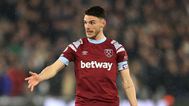 West Ham United's Declan Rice during the Premier League match at the London Stadium. Picture date: Wednesday April 5, 2023.