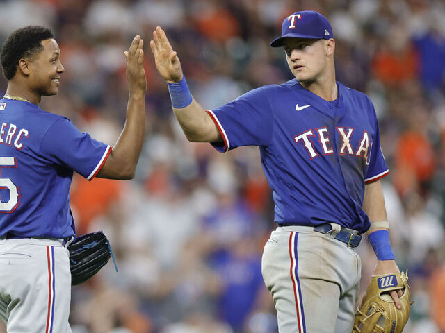 Houston, United States. 14th Apr, 2023. Texas Rangers manager Bruce Bochy  (15) during the MLB game between the Texas Ranges and the Houston Astros on  Friday, April 14, 2023 at Minute Maid Park in Houston, Texas. The Rangers  defeated the Astros