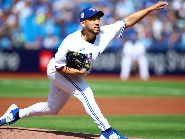 Alek Manoah of the Toronto Blue Jays delivers a pitch in the first News  Photo - Getty Images