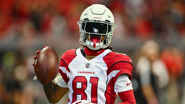ATLANTA, GA JANUARY 01: Arizona wide receiver Robbie Anderson (81) warms up prior to the start of the NFL game between the Arizona Cardinals and the Atlanta Falcons on January 1st, 2023 at Mercedes-Benz Stadium in Atlanta, GA.