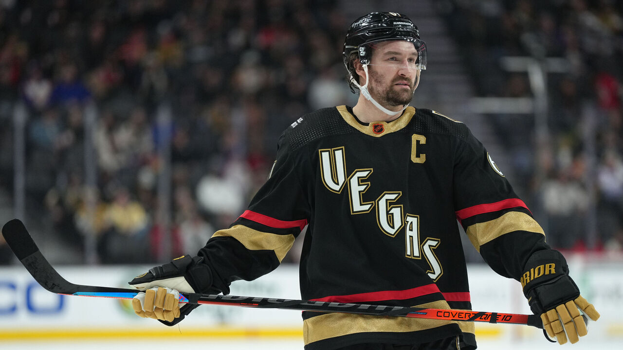 LAS VEGAS, NEVADA - JANUARY 07: Mark Stone #61 of the Vegas Golden Knights skates during the third period against the Los Angeles Kings at T-Mobile Arena on January 07, 2023 in Las Vegas, Nevada.