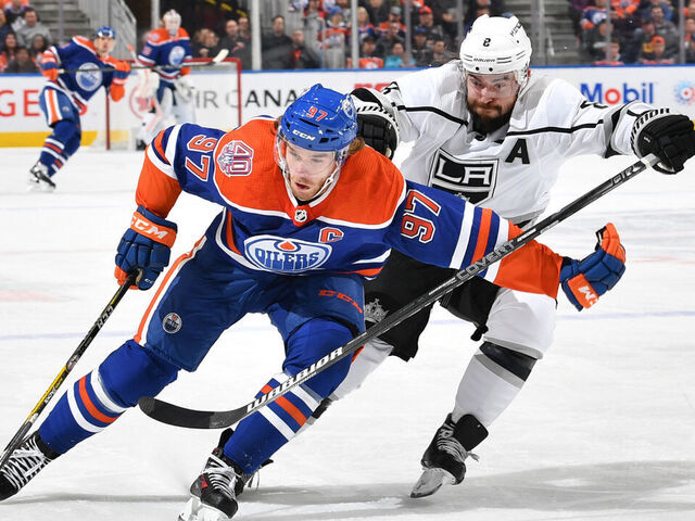 Drew Doughty of the Los Angeles Kings skates with the puck during the  News Photo - Getty Images