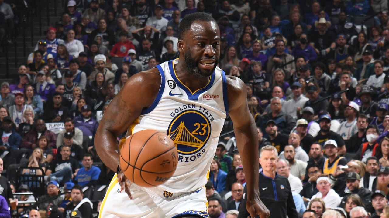 SACRAMENTO, CA - APRIL 17: Draymond Green #23 of the Golden State Warriors moves the ball during Round 1 Game 2 of the 2023 NBA Playoffs on April 17 2023 at Golden 1 Center in Sacramento, California. Mandatory Copyright Notice: Copyright 2023 NBAE