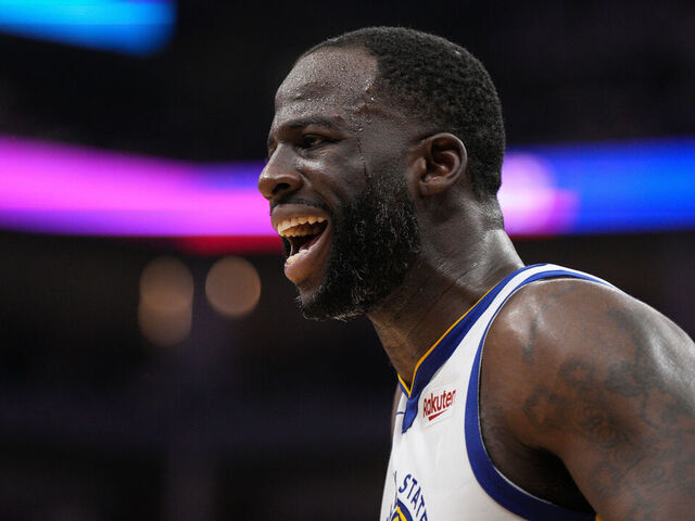 SACRAMENTO, CALIFORNIA - APRIL 15: Draymond Green #23 of the Golden State Warriors reacts against the Sacramento Kings during the second quarter of Game One of the Western Conference First Round Playoffs at the Golden 1 Center on April 15, 2023 in Sacramento, California.