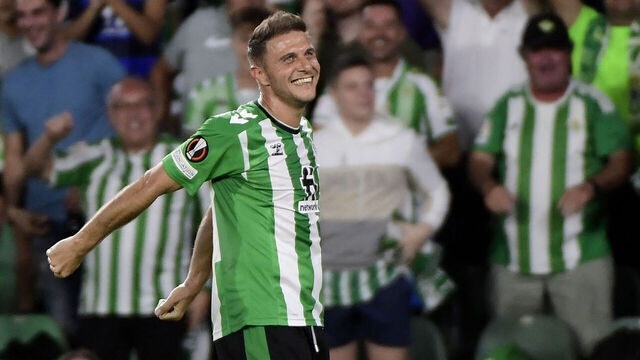 Real Betis' Spanish midfielder Joaquin celebrates scoring his team's second goal during the UEFA Europa League, Group C, first leg football match between Real Betis and Ludogorets Razgrad at the Benito Villamarin stadium in Seville on September 15, 2022.